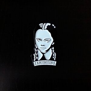🧁 3/$30 I Am Smiling Wednesday Addams Family Enamel Pin NEW